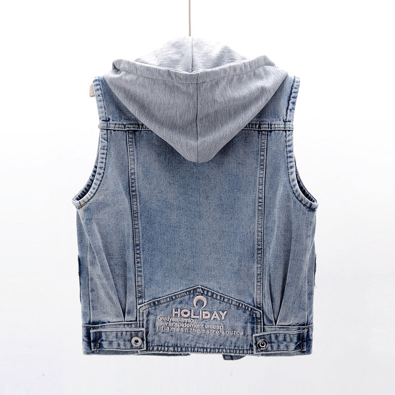 2020 autumn short denim hooded vest