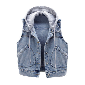 2020 autumn short denim hooded vest