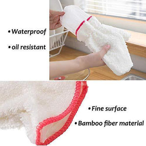 Bamboo Fiber Dishwashing Dish Cloth Gloves for Kitchen Cleaning,Thick, Heat Resistant, Waterproof