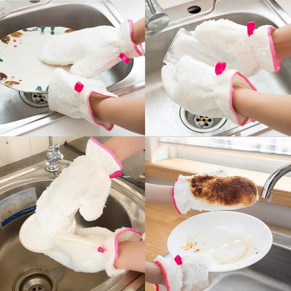 Bamboo Fiber Dishwashing Dish Cloth Gloves for Kitchen Cleaning,Thick, Heat Resistant, Waterproof